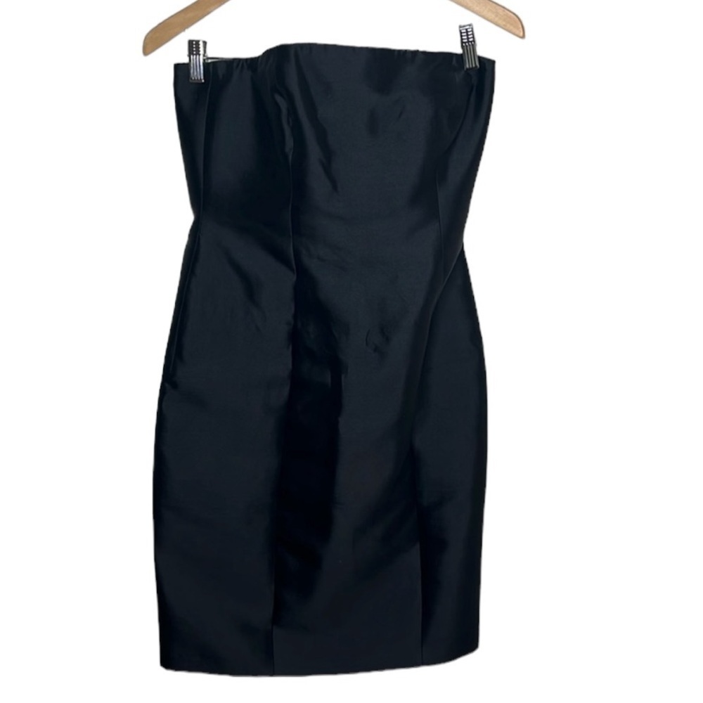 Melinda Eng Black Silk Wool Strapless Party Dress Women Size 6